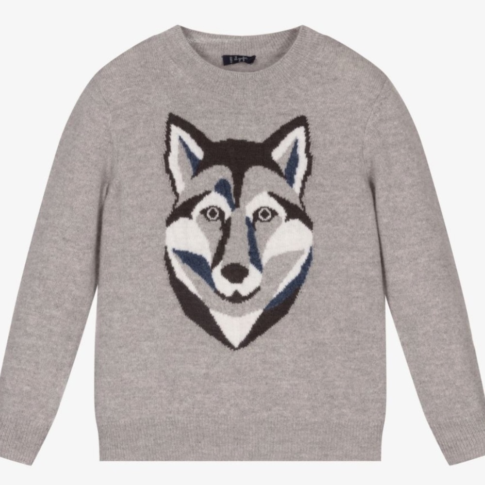 IL GUFO GREY WOOL WOLF SWEATER